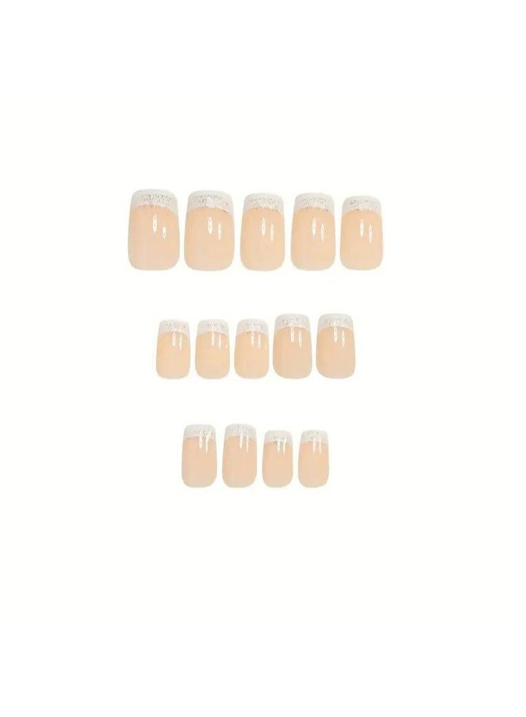 Goolsky أظافر ضغط مربعة متوسطة الطول بيضاء فرنسية لامعة كلاسيكية مميزة للأناقة الخالدة - Image 4