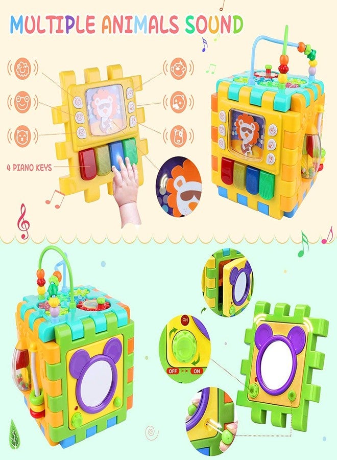 VikriDA Baby Activity 6 in 1 Shape sorter Cube Toddler Toys Centers Educational Music Play Preschool Toy for 1-2 Years Old- Multi Color (Big Size) - Image 5