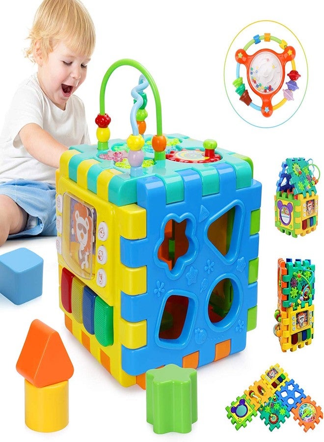 VikriDA Baby Activity 6 in 1 Shape sorter Cube Toddler Toys Centers Educational Music Play Preschool Toy for 1-2 Years Old- Multi Color (Big Size) - Image 3