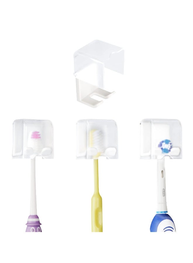 4 PCS Toothbrush Holder Wall Mounted with Cover, Self Adhesive Toothbrush Storage Organizer, Travel Toothbrush Head Covers Caps, Suitable for Travel, Camping, Bathroom, School - Image 1