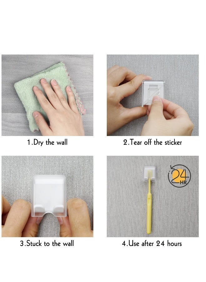 4 PCS Toothbrush Holder Wall Mounted with Cover, Self Adhesive Toothbrush Storage Organizer, Travel Toothbrush Head Covers Caps, Suitable for Travel, Camping, Bathroom, School - Image 3