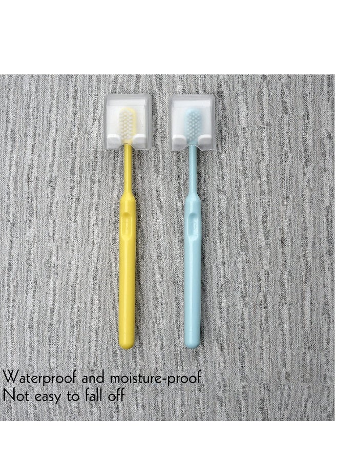 4 PCS Toothbrush Holder Wall Mounted with Cover, Self Adhesive Toothbrush Storage Organizer, Travel Toothbrush Head Covers Caps, Suitable for Travel, Camping, Bathroom, School - Image 5