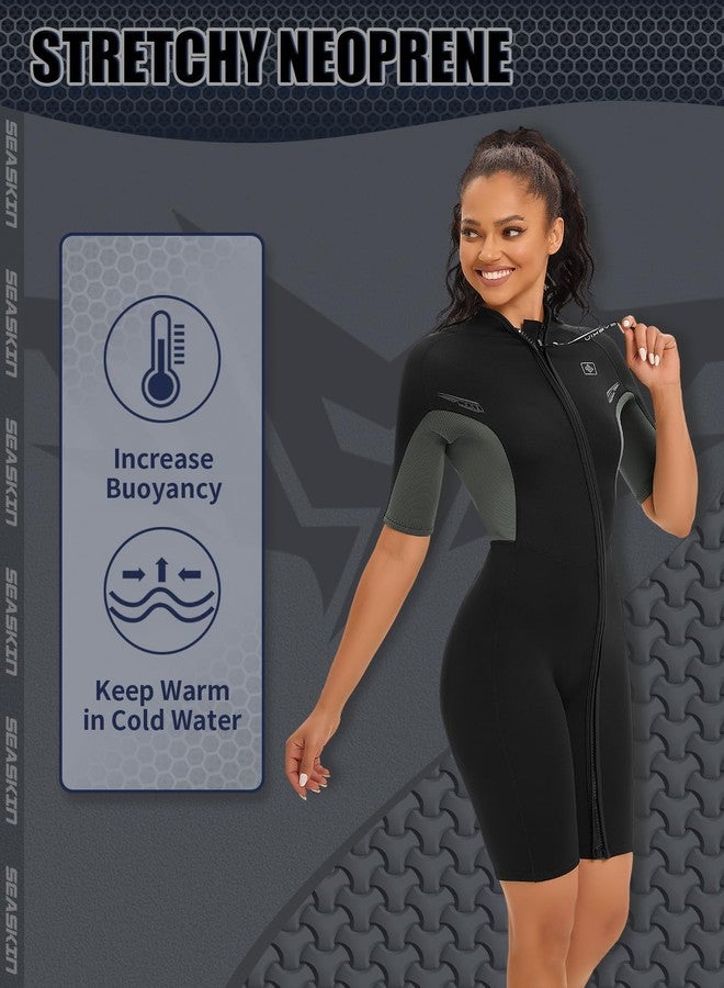 Seaskin Shorty Wetsuits for Womens 2mm Front Zip Diving Suits - Image 3
