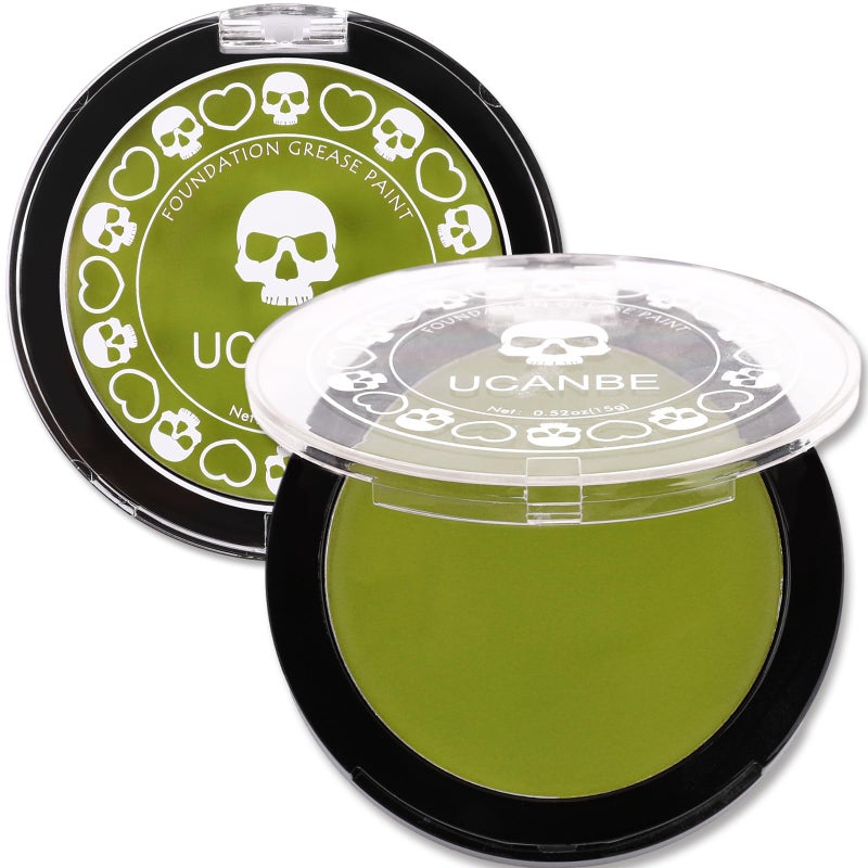 UCANBE Ogre Green Face Body Paint Makeup Foundation, Green Greasepaint for Christmas & St. Patrick's Day, Face Painting Kit for Halloween Monster Witch Goblin Shrek Hulk Gamora SFX Makeup & Costume - Image 1
