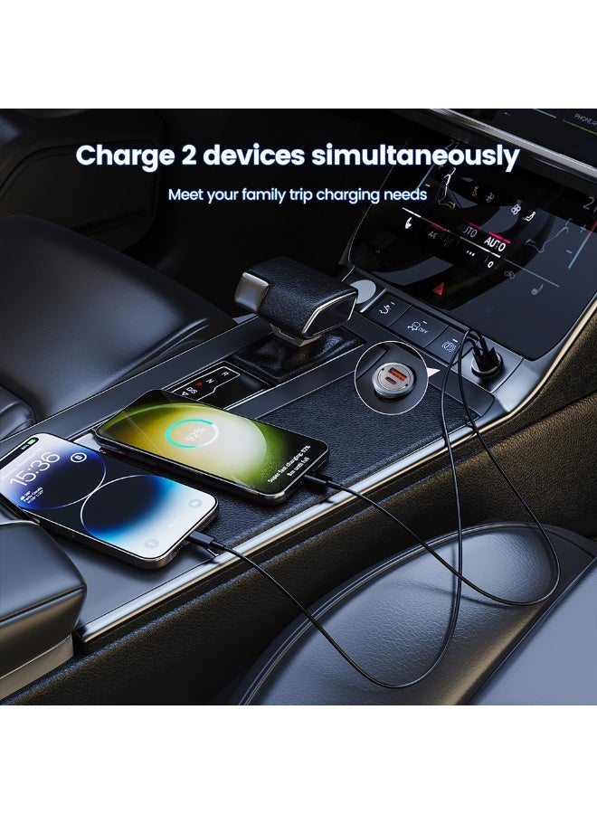 FDTY شاحن سيارة USB C/A ثنائي المنافذ 100 وات PD30W+QC100W للشحن السريع، محول ولاعة السجائر لأجهزة iPhone 17/16/15/14/13 و Samsung S25/S24/S23 و Google Android و iPad و MacBook - Image 5