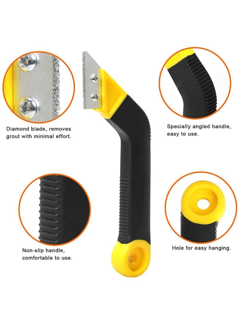 RAHAYM Grout Remover Tool, Grout Saw Angled Grout Scraping Rake Tool with 6 Pieces Extra Blades Replacement for Tile Cleaning - Image 2