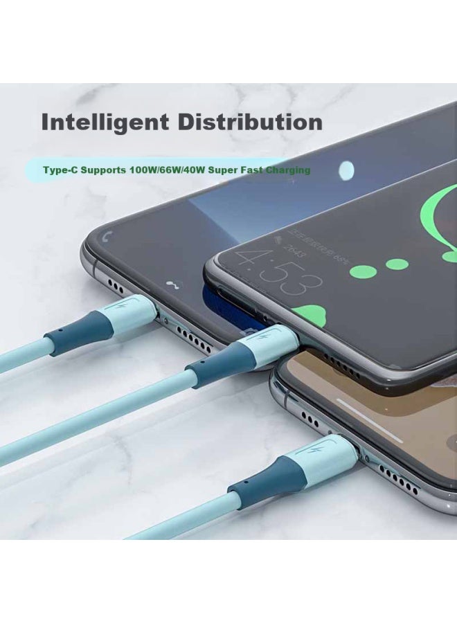 Zitai Pd20W Dual Port Super Fast Charging Data Cable Set For Huawei Apple Charger Head Universal Honor Xiaomi 20W Dual Port + 1M Three-In-One Cable Blue - Image 2