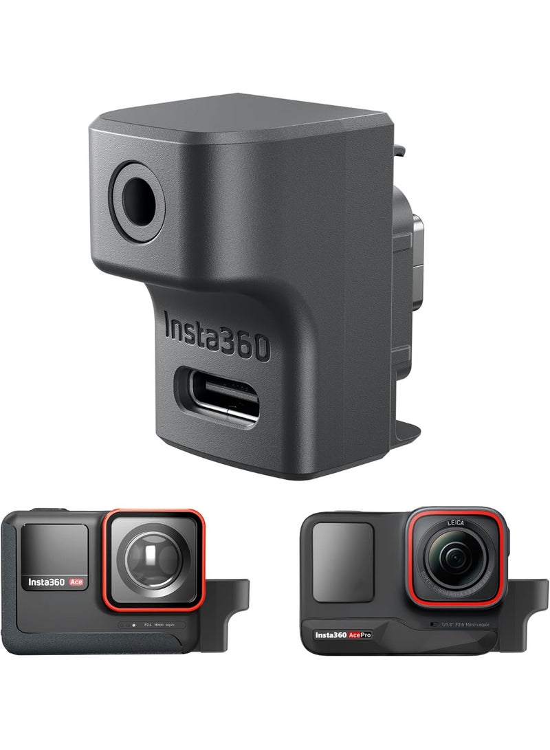 Insta 360 Ace Pro Mic Adapter for insta360 Ace Accessories, External Microphones Type-C and 3.5mm Audio Ports Compatible with insta360 Ace / insta360 Ace Pro - Image 1