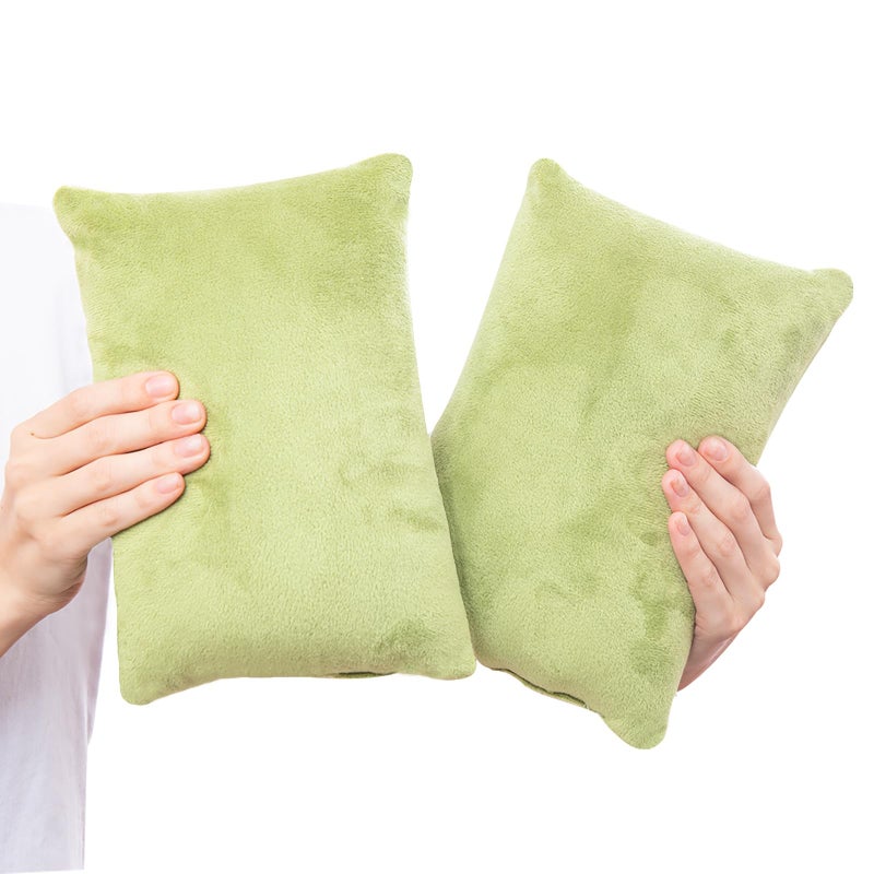 1 MIDDLE ONE 2 Pack Small Pillow Memory Foam Mini Pillow 11 X 7 Inches for Travel Sleeping Nap and Neck Knee Lumbar Support Tiny Cushion for Pet Dogs Sage Green
