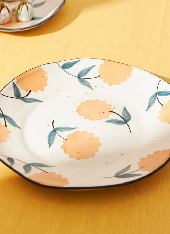 Chumbak Marigold Dinner Plate | Handpainted Stoneware