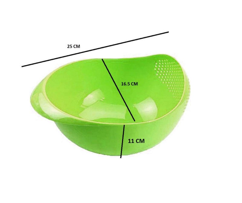 Kitchwish Rice Fruit Vegetable Washing Bowl Strainer Colander 3 Multicolor - Image 3