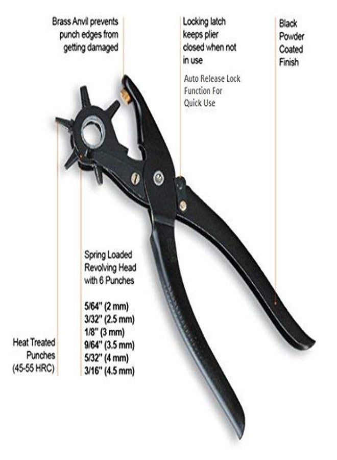 ZIGLY Strong Steel Handle Revolving Leather Punch Plier with Plastic Cover, Multicolour - Image 3
