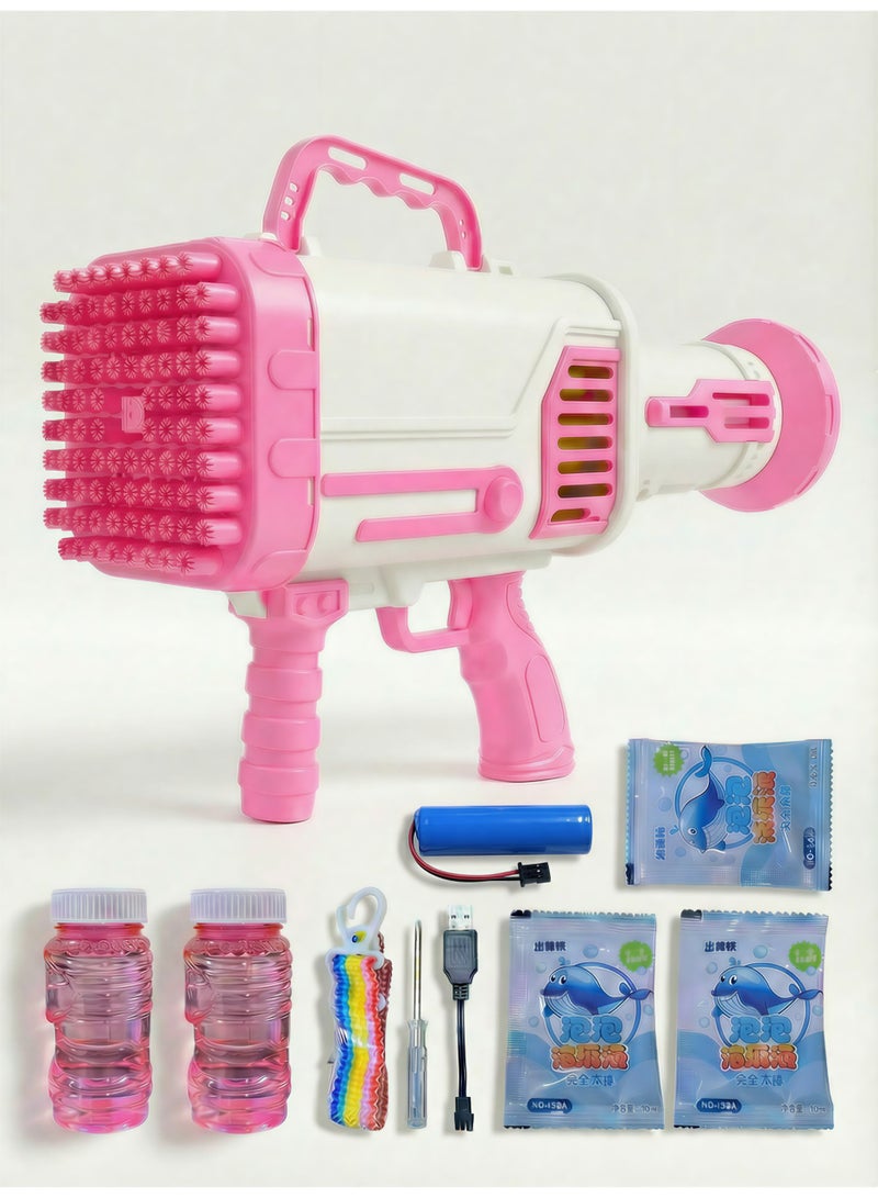 مسدس فقاعات آلي بـ 92 فتحة - صانع فقاعات عملاق للمرح الداخلي والخارجي - لعبة قابلة لإعادة الشحن للأطفال والحفلات