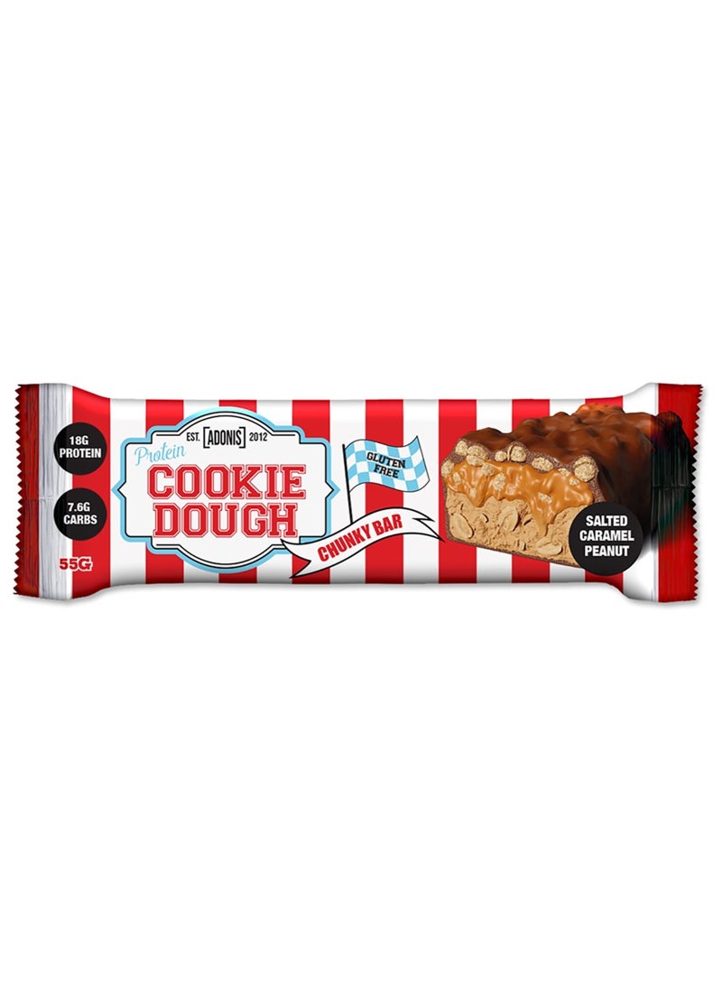 Adonis Cookie Dough Salted Caramel Peanut Protein Bar 55g (18g Protein) - Image 1