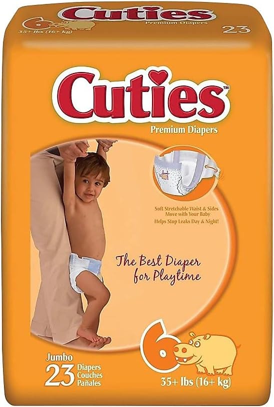 Cuties 72926 Cuties Premium Jumbo Diapers Size 6 92PK CR6001
