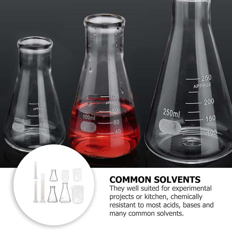 klarako 9pcs Utensil Set Cylinder Measurement 100 Ml Measuring Cylinder Beaker Graduated Measuring Cup Labware Ml Measuring Cup for Liquid Conical Bottle Test Tube Glass With Scale - Image 5