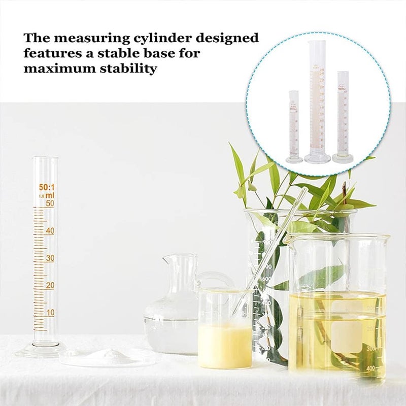 klarako 9pcs Utensil Set Cylinder Measurement 100 Ml Measuring Cylinder Beaker Graduated Measuring Cup Labware Ml Measuring Cup for Liquid Conical Bottle Test Tube Glass With Scale - Image 3