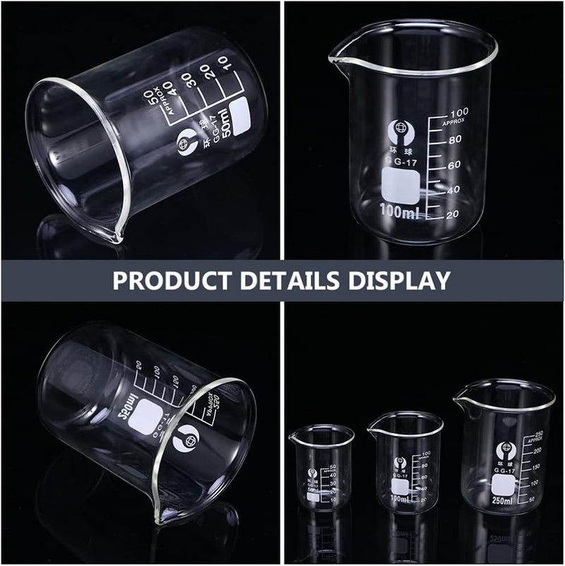 klarako 9pcs Utensil Set Cylinder Measurement 100 Ml Measuring Cylinder Beaker Graduated Measuring Cup Labware Ml Measuring Cup for Liquid Conical Bottle Test Tube Glass With Scale - Image 4