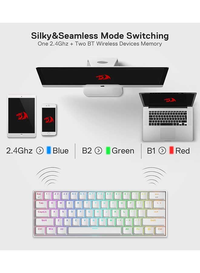ريدراجون لوحة مفاتيح ألعاب ميكانيكية سلكية/بلوتوث K530 Draconic بنسبة 60% RGB - مفاتيح بنية اللون بلوتوث 5.0-3 جهاز قابل للتبديل - كابل من النوع C - الكمبيوتر الشخصي/الكمبيوتر المحمول/الهاتف المحمول - Image 3
