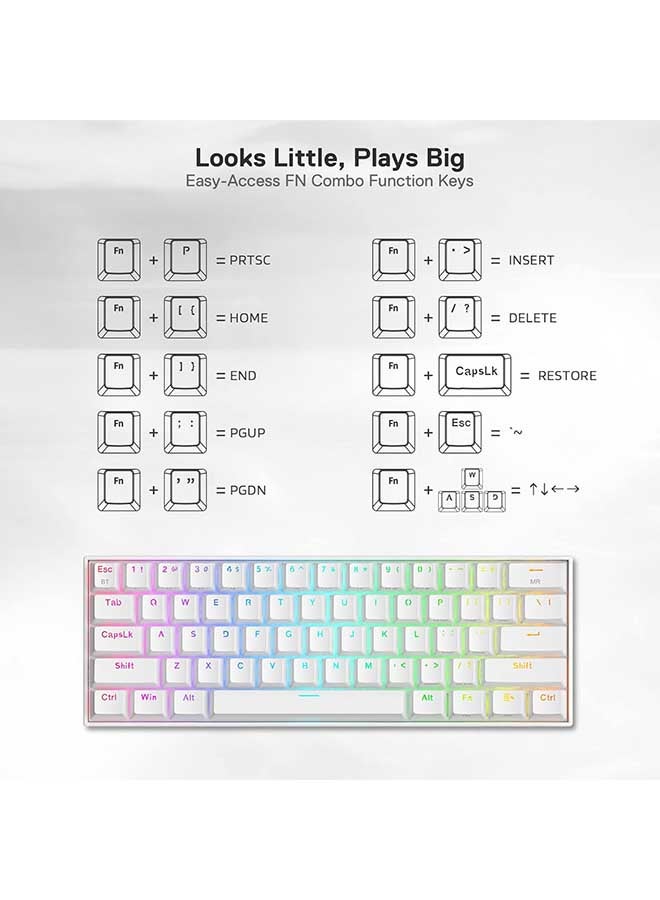 ريدراجون لوحة مفاتيح ألعاب ميكانيكية سلكية/بلوتوث K530 Draconic بنسبة 60% RGB - مفاتيح بنية اللون بلوتوث 5.0-3 جهاز قابل للتبديل - كابل من النوع C - الكمبيوتر الشخصي/الكمبيوتر المحمول/الهاتف المحمول - Image 2
