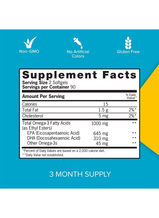 Qunol Fish Oil Omega 3 Mini Softgels, 1000mg Omega 3 EPA + DHA, Ultra Pure Supplements, Heart Health Support, Lemon Flavor, Easy to Swallow Minis, 3 Month Supply, 180 Count  - Image 2