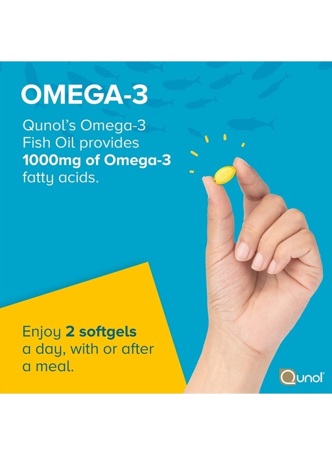Qunol Fish Oil Omega 3 Mini Softgels, 1000mg Omega 3 EPA + DHA, Ultra Pure Supplements, Heart Health Support, Lemon Flavor, Easy to Swallow Minis, 3 Month Supply, 180 Count  - Image 4