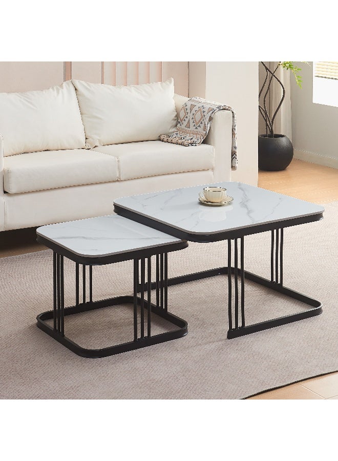 Home Box Sintered Stone Square Coffee Table Set for Living Room - Image 4