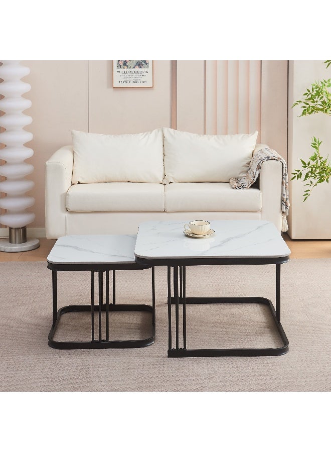 Home Box Sintered Stone Square Coffee Table Set for Living Room - Image 1