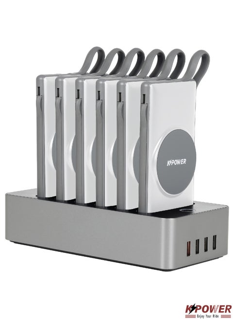 6in1 Station Power Terminal With 10000mAh Power QC Wireless Power Banks/ Rapid Re-Charging Station/Built-In Safeguards/ Charging Base Input