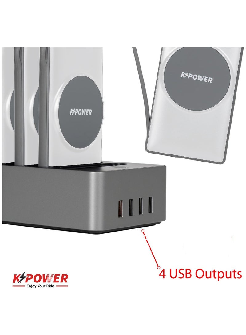 KPOWER 6in1 Station Power Terminal With 10000mAh Power QC Wireless Power Banks/ Rapid Re-Charging Station/Built-In Safeguards/ Charging Base Input - Image 3