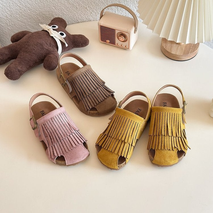 Children'S Sandals 2025 Korean Style Girl'S Tassel Soft Bottom Beach Shoes Baby Toe Sandals Princess Shoes - Image 2