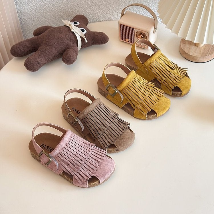 Children'S Sandals 2025 Korean Style Girl'S Tassel Soft Bottom Beach Shoes Baby Toe Sandals Princess Shoes - Image 4