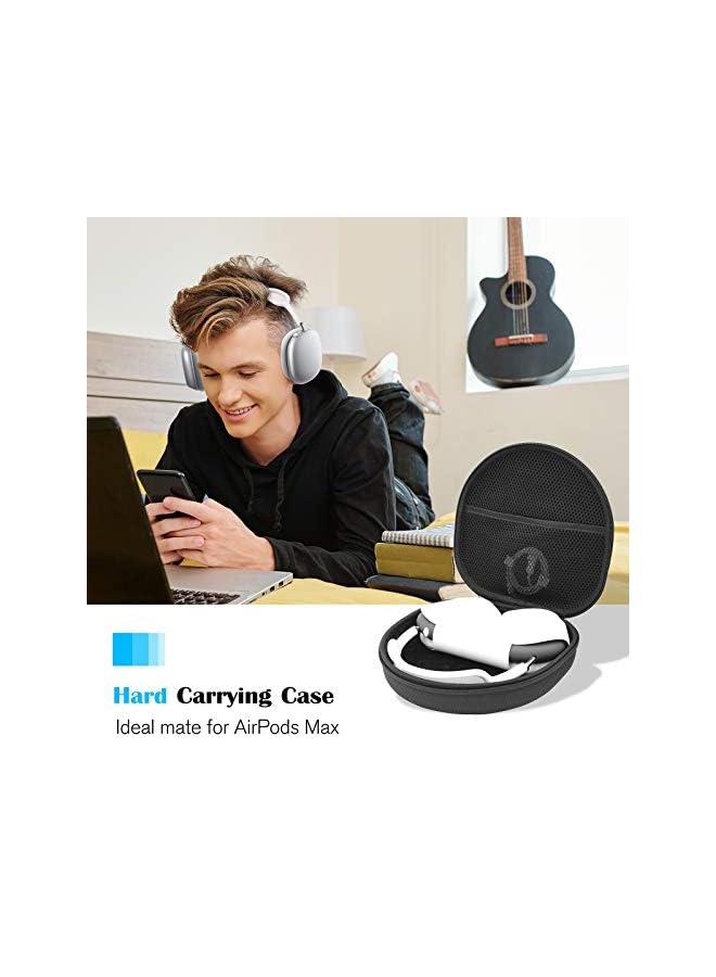 Procases Hard Case for New Earbuds Max, Travel Carrying Headphone Case with Silicone Earpad Cover & Mesh Pocket, Earbuds Max Protective Portable Storage Bag -Black - Image 2