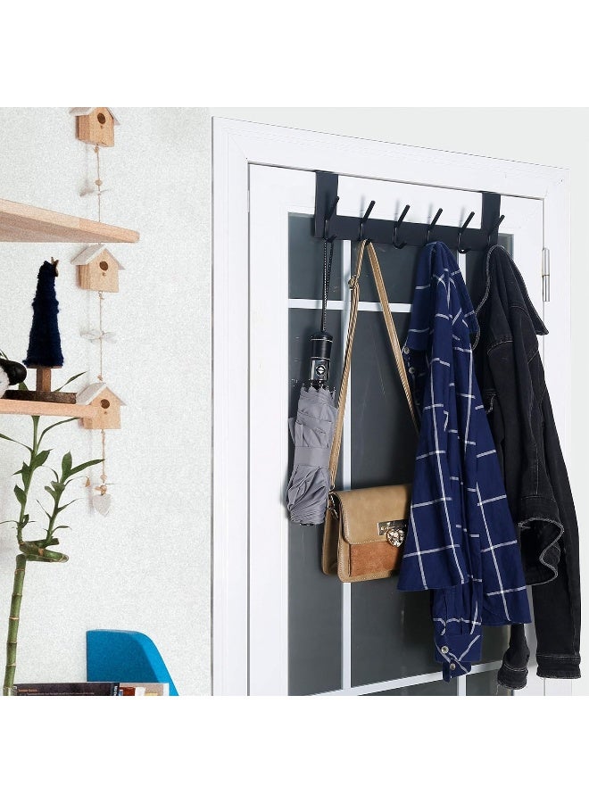 WEBI Over The Door Hook Door Hanger: Over The Door Towel Rack with 6 Coat Hooks for Hanging, Towel Hanger Door Coat Hanger Over Door Coat Rack for Towels, Clothes, Back of Bathroom, Black, 2 Packs - Image 5