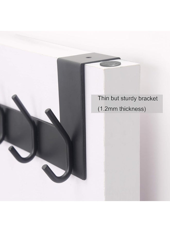 WEBI Over The Door Hook Door Hanger: Over The Door Towel Rack with 6 Coat Hooks for Hanging, Towel Hanger Door Coat Hanger Over Door Coat Rack for Towels, Clothes, Back of Bathroom, Black, 2 Packs - Image 4