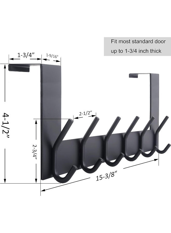 WEBI Over The Door Hook Door Hanger: Over The Door Towel Rack with 6 Coat Hooks for Hanging, Towel Hanger Door Coat Hanger Over Door Coat Rack for Towels, Clothes, Back of Bathroom, Black, 2 Packs - Image 2