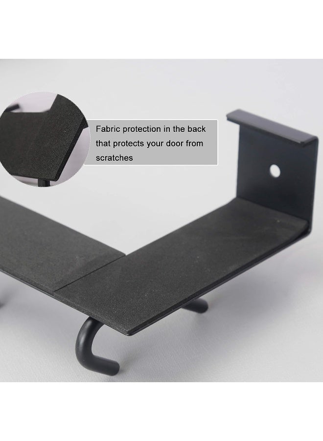 WEBI Over The Door Hook Door Hanger: Over The Door Towel Rack with 6 Coat Hooks for Hanging, Towel Hanger Door Coat Hanger Over Door Coat Rack for Towels, Clothes, Back of Bathroom, Black, 2 Packs - Image 3