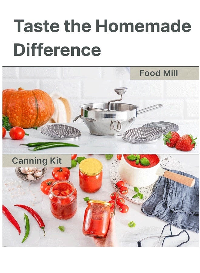 مطحنة طعام من الفولاذ المقاوم للصدأ مزودة بثلاثة أقراص طحن، مناسبة لهرس الطعام في المطبخ، لتحضير صلصة الحساء - مطحنة طعام دوارة لصلصة الطماطم، وصلصة التفاح، والهريس، والبطاطس المهروسة، والمربى، وأطعمة الأطفال. - Image 4