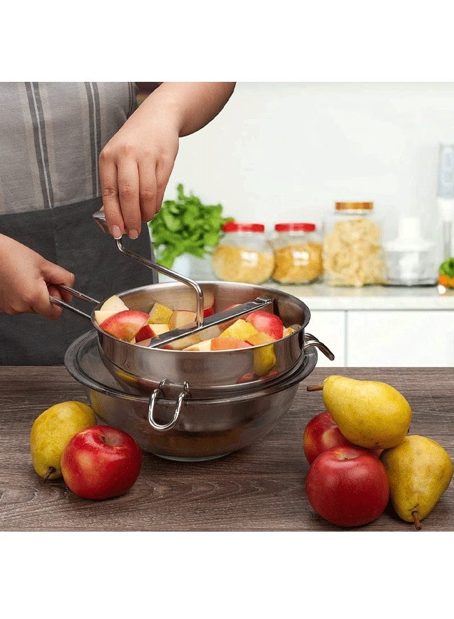 مطحنة طعام من الفولاذ المقاوم للصدأ مزودة بثلاثة أقراص طحن، مناسبة لهرس الطعام في المطبخ، لتحضير صلصة الحساء - مطحنة طعام دوارة لصلصة الطماطم، وصلصة التفاح، والهريس، والبطاطس المهروسة، والمربى، وأطعمة الأطفال. - Image 3