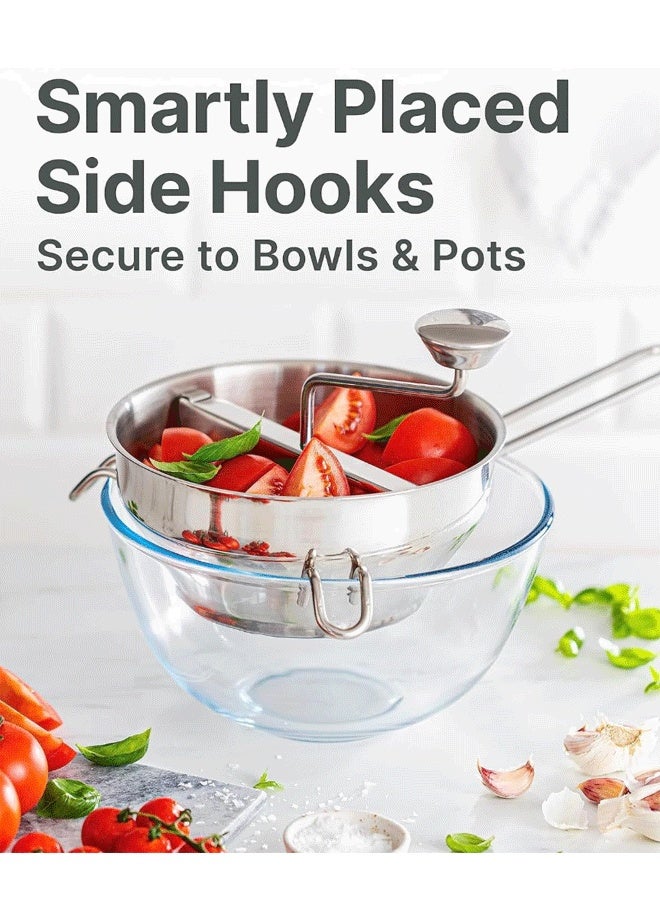 مطحنة طعام من الفولاذ المقاوم للصدأ مزودة بثلاثة أقراص طحن، مناسبة لهرس الطعام في المطبخ، لتحضير صلصة الحساء - مطحنة طعام دوارة لصلصة الطماطم، وصلصة التفاح، والهريس، والبطاطس المهروسة، والمربى، وأطعمة الأطفال. - Image 5