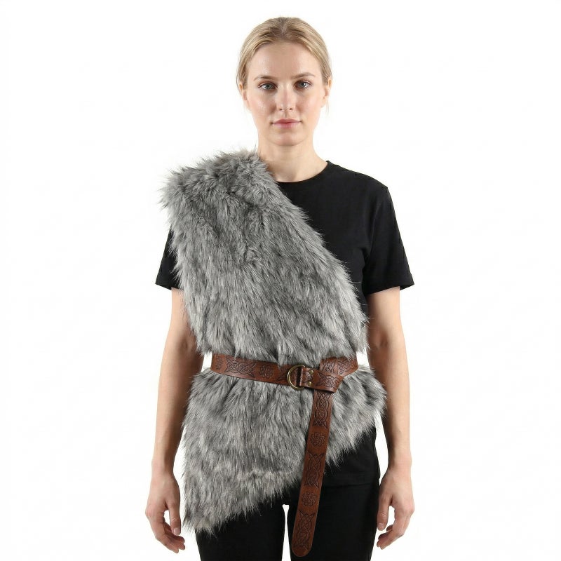 Halloween Faux Fur Viking Costume Vest - Image 1