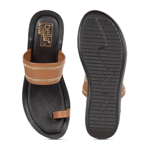 Bella Women Fashion Platform Slip On Tan Sandal | Durable | Stylish | Comfortable | Slip Resistant | Lightweight and Breathable UK5 - Image 5