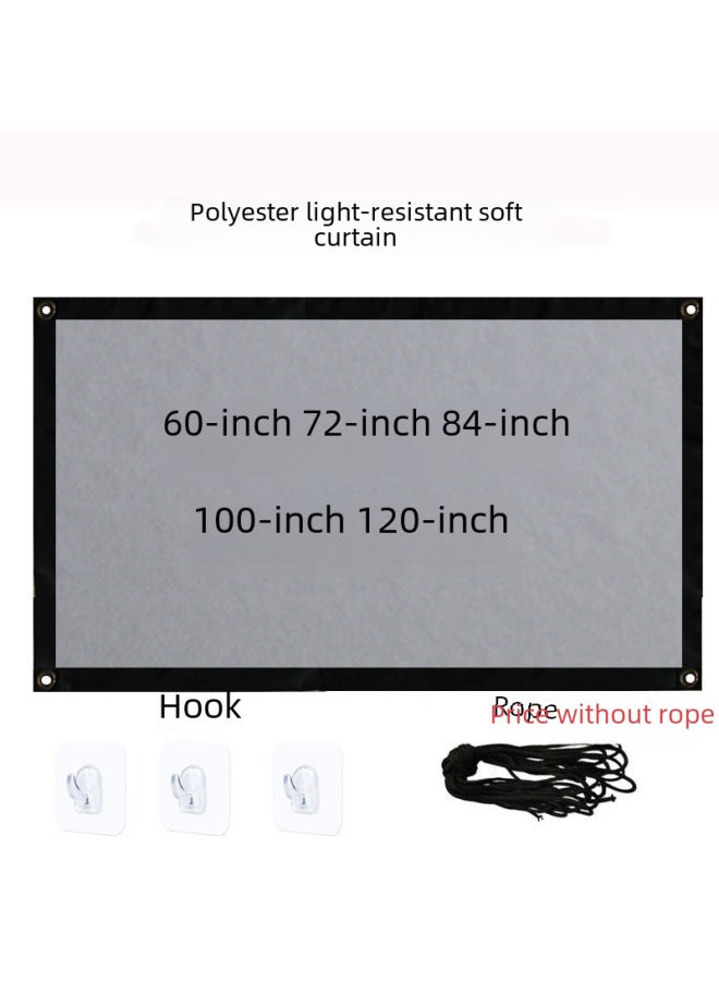 Neutral Polyester Simple Folding Soft Curtain 100 Inch 120 Inch Outdoor Portable Hd Projector Screen With Hook - Image 3