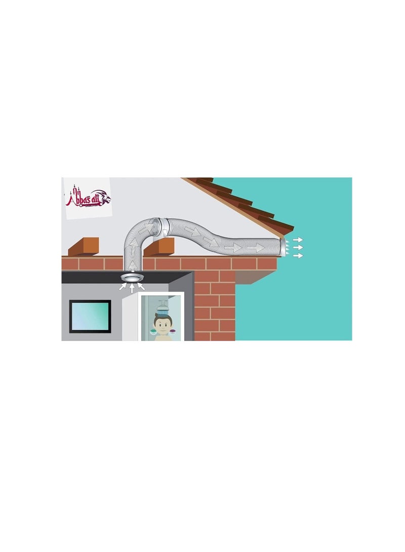 عباسلي مروحة عادم مدمجة دائرية منخفضة الضوضاء لتهوية مطبخ الحمام - Image 2