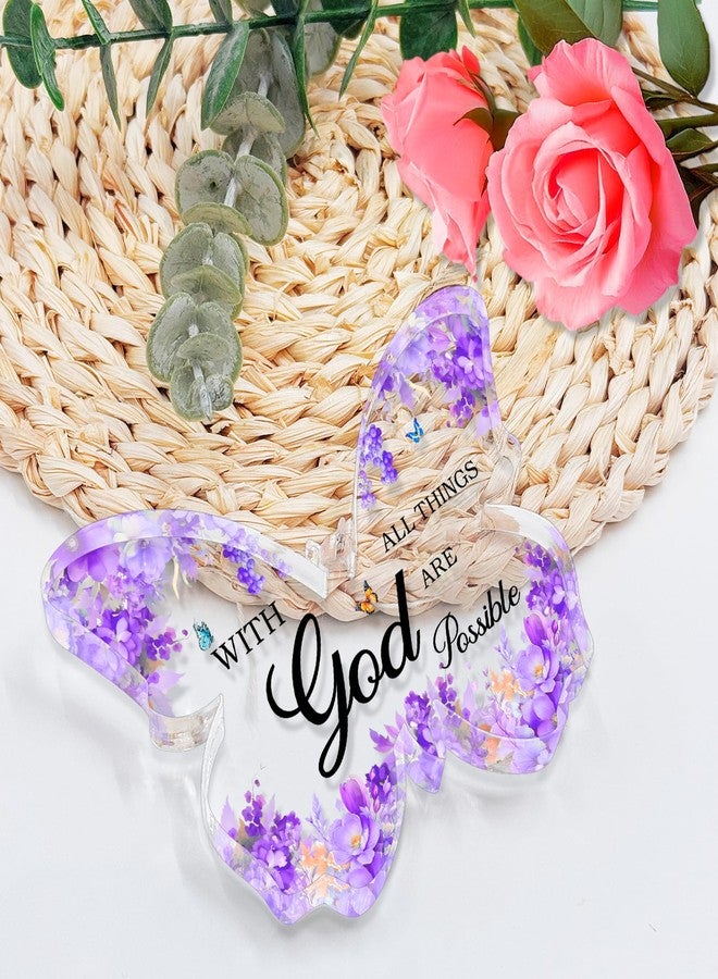 TAGDANK Purple Office Desk Accessories Decor Office Supplies Desk Decor for Women Purple Gifts for Women Butterfly Acrylic Signs Decorations Inspirational Butterfly Gifts for Birthday Christmas - Image 4
