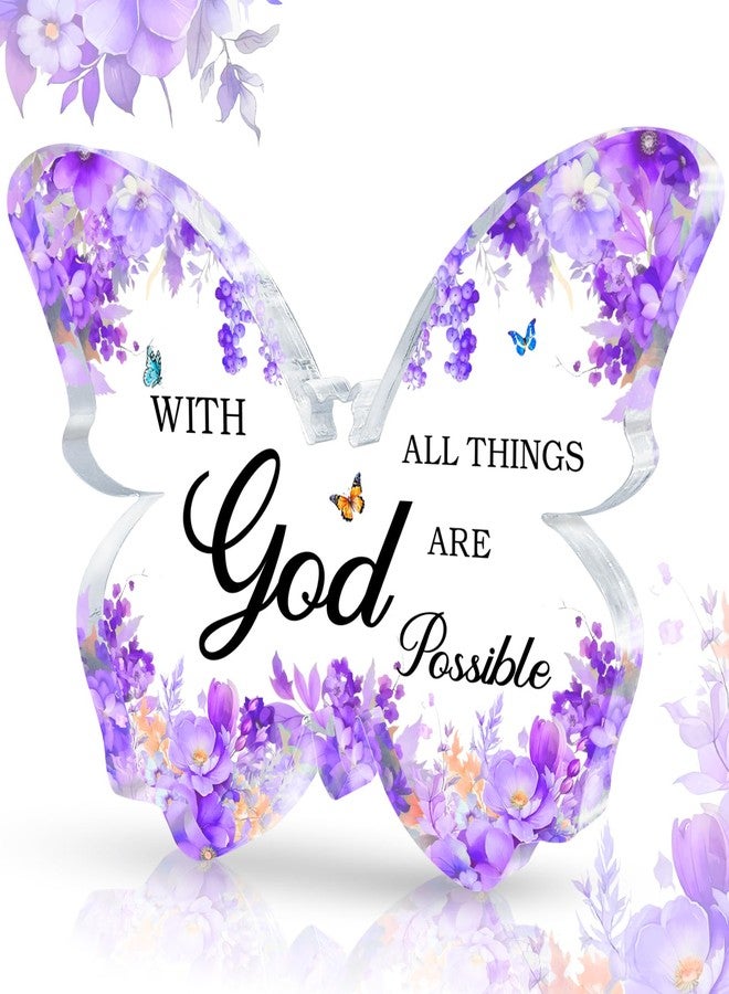 TAGDANK Purple Office Desk Accessories Decor Office Supplies Desk Decor for Women Purple Gifts for Women Butterfly Acrylic Signs Decorations Inspirational Butterfly Gifts for Birthday Christmas - Image 1