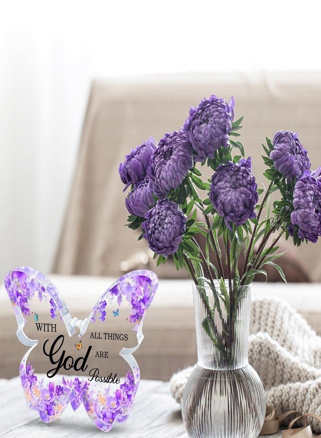 TAGDANK Purple Office Desk Accessories Decor Office Supplies Desk Decor for Women Purple Gifts for Women Butterfly Acrylic Signs Decorations Inspirational Butterfly Gifts for Birthday Christmas - Image 3