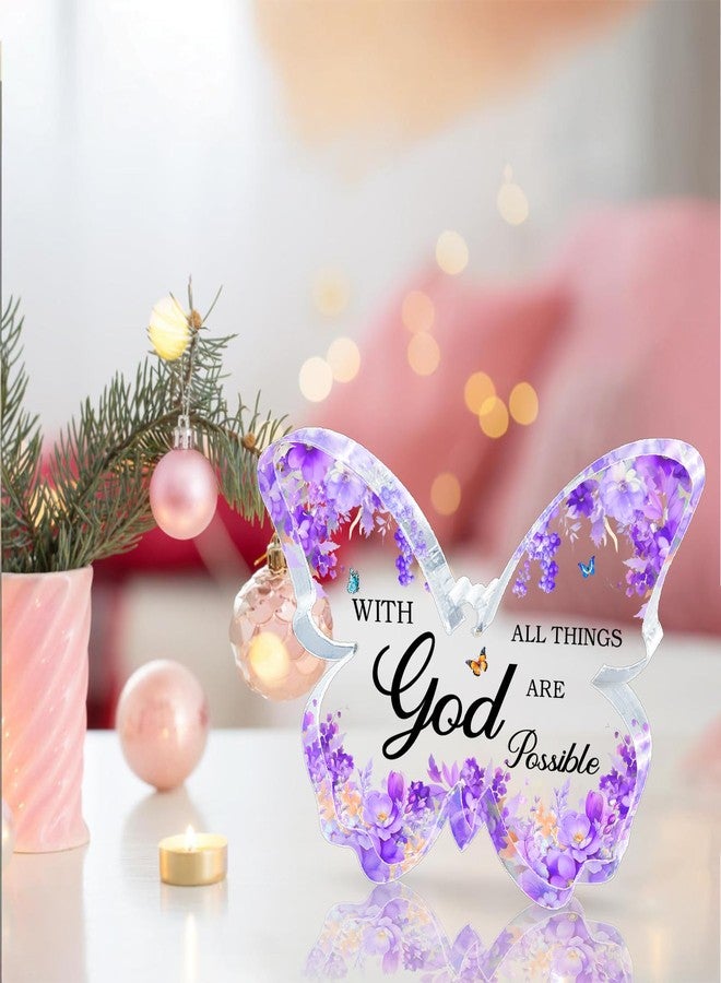 TAGDANK Purple Office Desk Accessories Decor Office Supplies Desk Decor for Women Purple Gifts for Women Butterfly Acrylic Signs Decorations Inspirational Butterfly Gifts for Birthday Christmas - Image 2