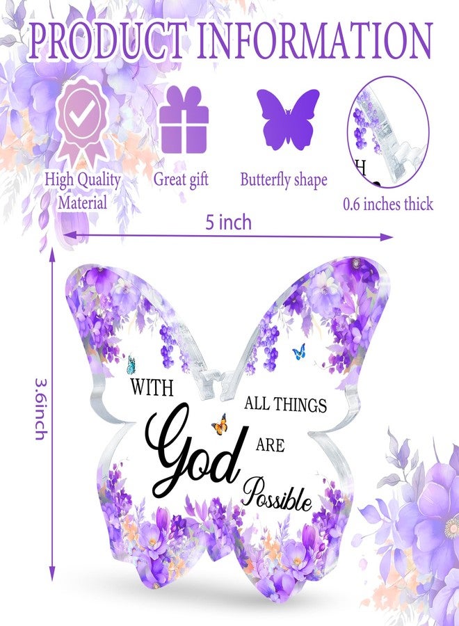 TAGDANK Purple Office Desk Accessories Decor Office Supplies Desk Decor for Women Purple Gifts for Women Butterfly Acrylic Signs Decorations Inspirational Butterfly Gifts for Birthday Christmas - Image 5