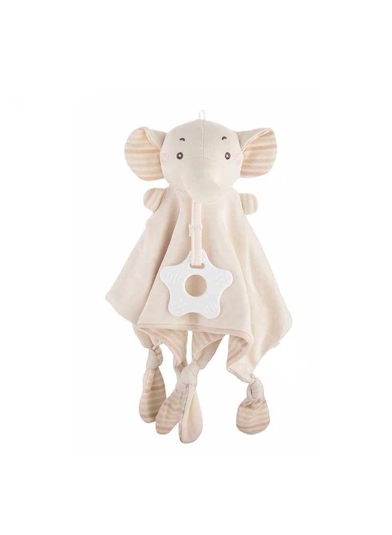 Organic Cotton Baby Soothing Towel Baby Bib Teether Rattle Newborn Doll Baby Toy (Elephant) - Image 1